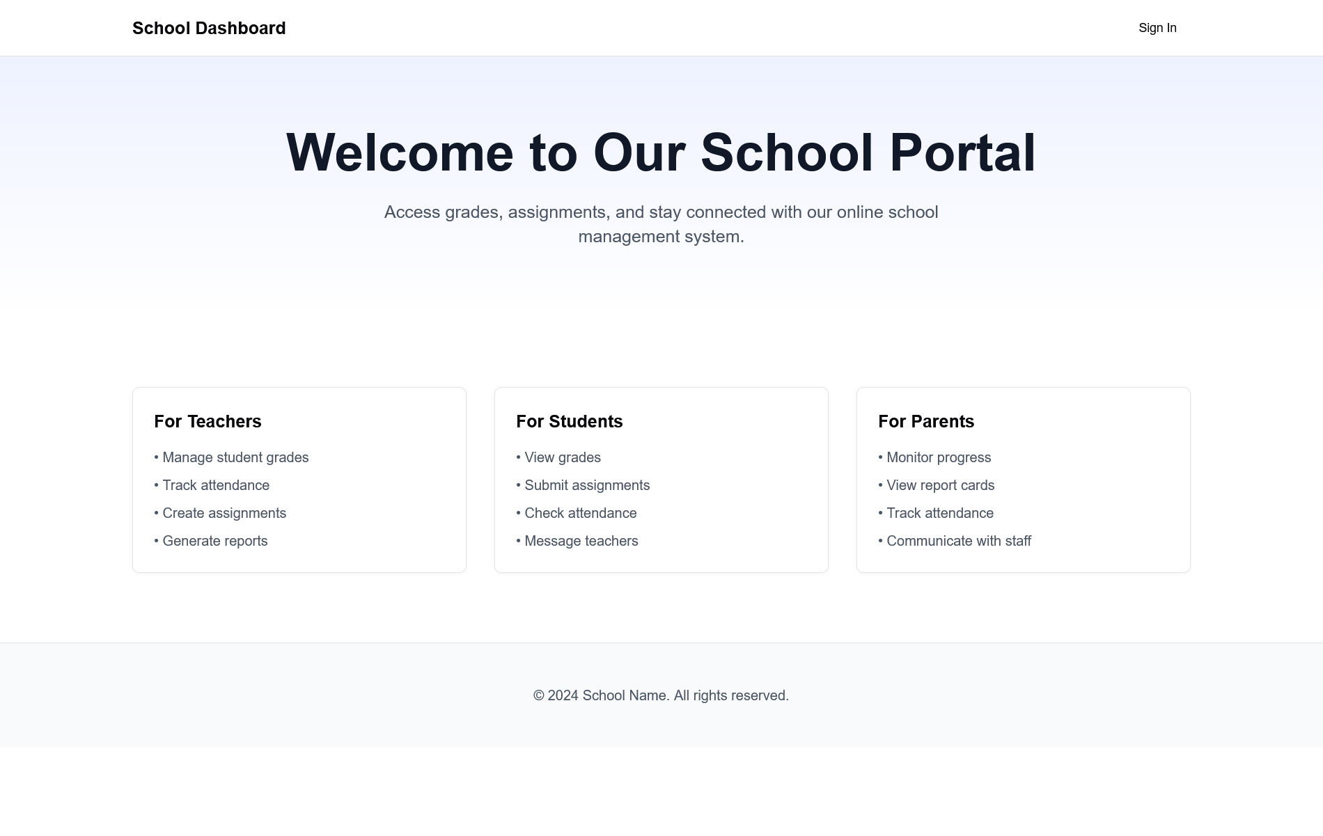 School Portal preview